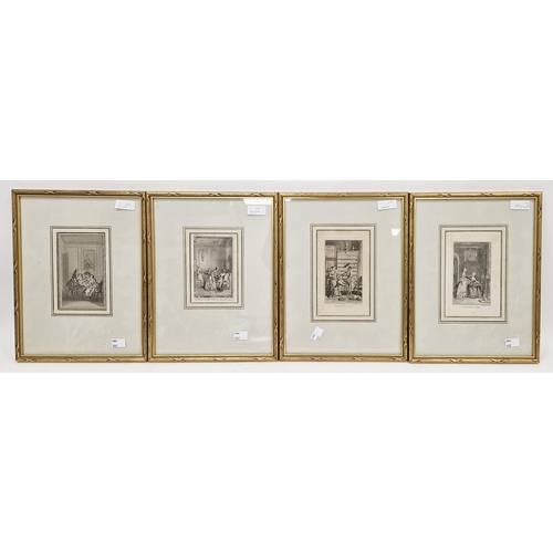 315 - Four framed  18th century French engravings, titled 'La Bonne Mere', 'Annete et Lubin', after de Bou... 