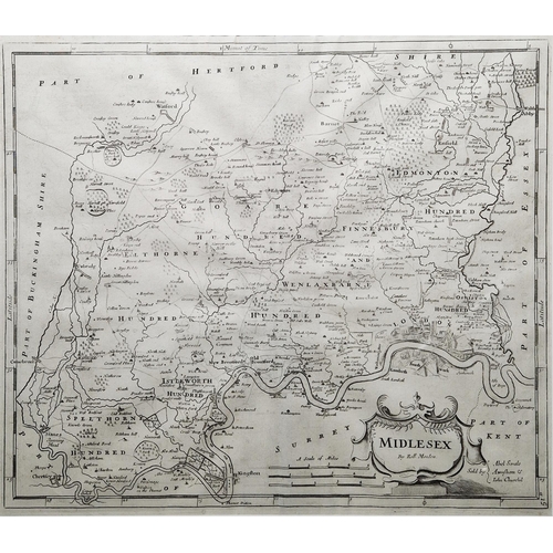 335 - Collection of maps after Robert Morden, including: Shropshire, Bark Shire, Surrey, Dorset Shire and ... 