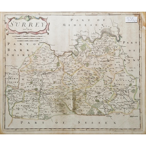 335 - Collection of maps after Robert Morden, including: Shropshire, Bark Shire, Surrey, Dorset Shire and ... 