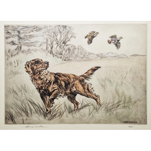 337 - Henry Wilkinson (1921-2011) 
 Set of three coloured etchings 
 Gundogs and various fowl, each signed... 