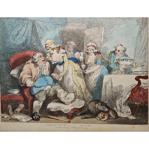 341 - After Thomas Rowlandson (1756-1827)
 Hand-coloured etching
 Four etched caricatures with contemporar... 