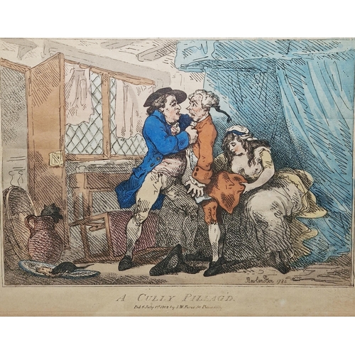 341 - After Thomas Rowlandson (1756-1827)
 Hand-coloured etching
 Four etched caricatures with contemporar... 