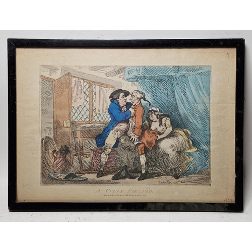 341 - After Thomas Rowlandson (1756-1827)
 Hand-coloured etching
 Four etched caricatures with contemporar... 