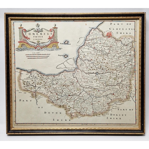 343 - Four engraved maps to include Leicestershire by Robert Morden, Berkshire by H. Moll, Scotia by Rober... 