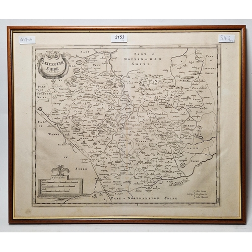 343 - Four engraved maps to include Leicestershire by Robert Morden, Berkshire by H. Moll, Scotia by Rober... 