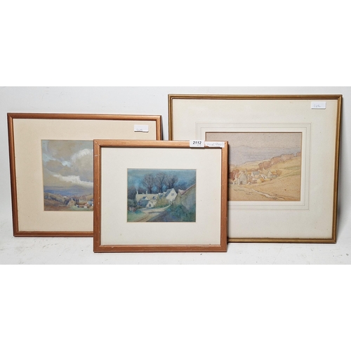 351 - A M Walters 
 Set of three watercolour drawings 

Cotswold buildings in landscapes, various sizes, s... 