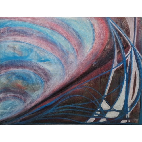 357 - Richard Turner (20th century)
 Pastel on paper
 Two abstract pastel drawings 'Jazz Pastel I - Crepus... 