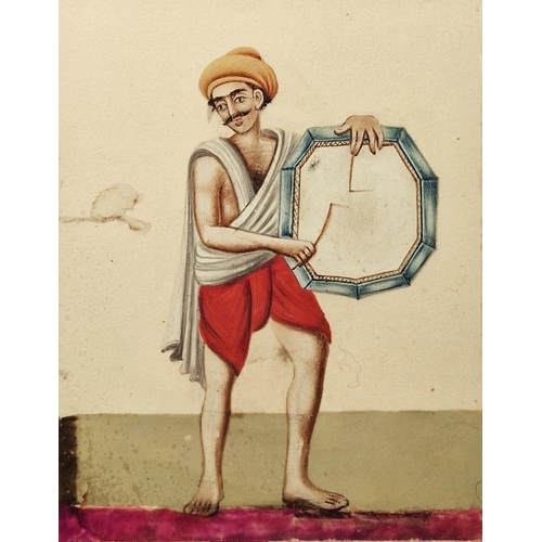 377 - Mid-19th century Indian Company school
 Gouache on mica
 Five depictions of Indian musicians, includ... 