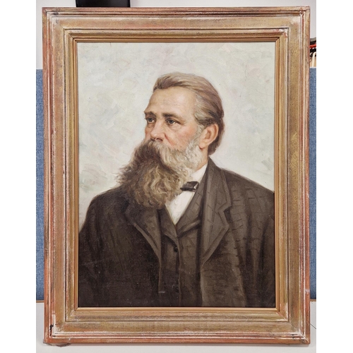 387 - Late 19th/20th century school
 Oil on canvas
 Half length portrait of Frederick Engels, German philo... 