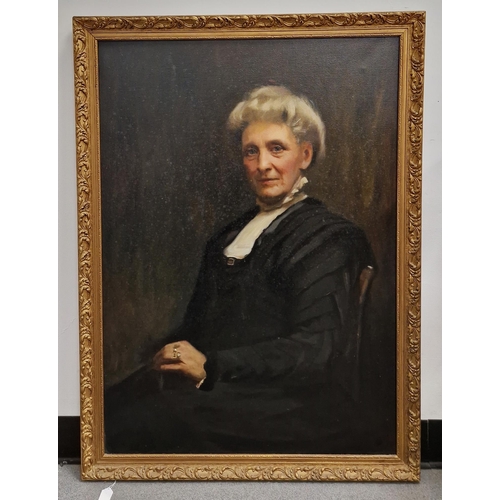 388 - 19th century English school
 Oil on canvas
 Half-length portrait of Anne Sheldon, seated, wearing a ... 