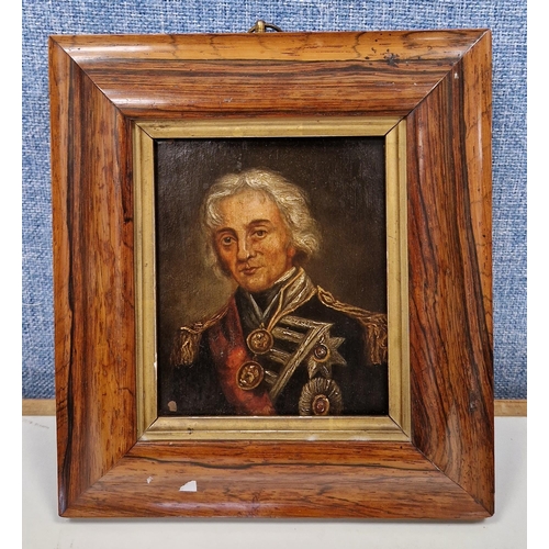 394 - 19th century School 
 Oil on copper
 Portrait of Vice-Admiral Horatio Nelson (1758-1805), head and s... 