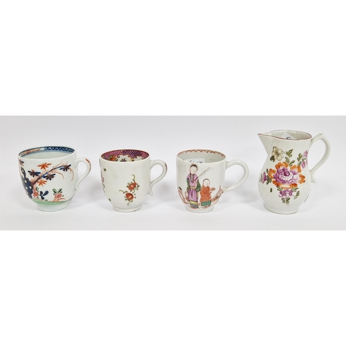 51 - Group of Lowestoft porcelain teawares, circa 1765-75, comprising a small sparrow beak milk-jug decor... 