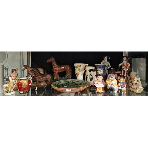 54 - Assorted pottery and porcelain, including: a Carlton Ware 'Rouge Royale' vase, a Beswick pottery che... 