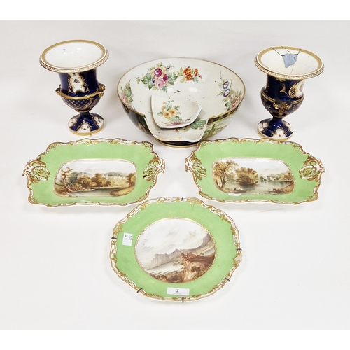 7 - Collection of English porcelain teawares, a topographical dessert service and other items including ... 