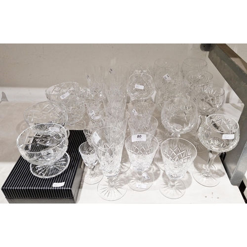 80 - An Edinburgh Crystal cut glass part table service, etched marks, including: ten red wine glasses, si... 