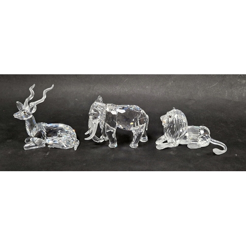 97 - Three Swarovski limited annual edition ‘ Inspiration Africa ‘ animals including elephant 1993, kudu ... 