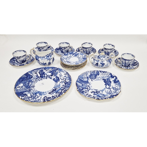 11 - 20th century Royal Crown Derby blue and white transfer-printed chinoiserie pattern part tea-service,... 