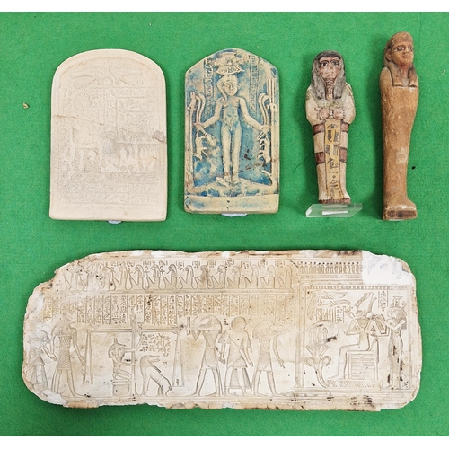 173 - Collection of Grand Tour and later Egyptian artefacts, plaster and pottery stela fragments including... 