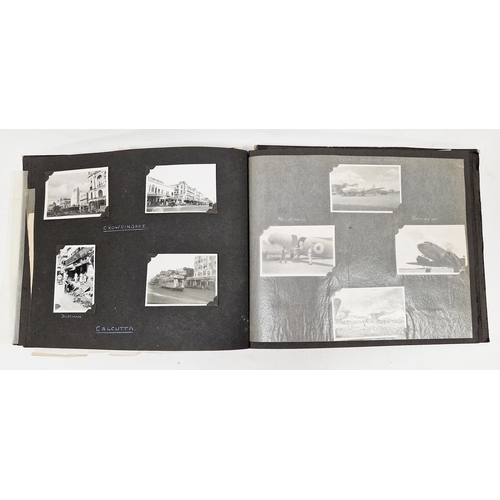 181 - 1940's photograph album containing black and white,  mainly foreign scene, photographs, including th... 