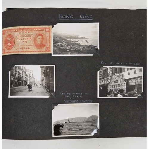 181 - 1940's photograph album containing black and white,  mainly foreign scene, photographs, including th... 