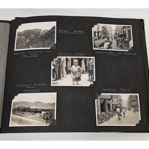 181 - 1940's photograph album containing black and white,  mainly foreign scene, photographs, including th... 