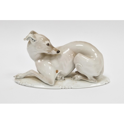 30 - Rosenthal porcelain model of greyhound, designed by Theodor Kärner, circa 1921, printed and impresse... 