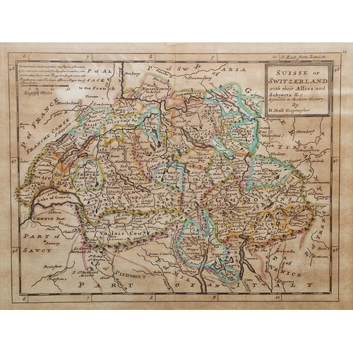 307 - After Herman Moll (1654-1732)
 Two hand coloured engraved maps
 Suisse or Switzerland with their All... 