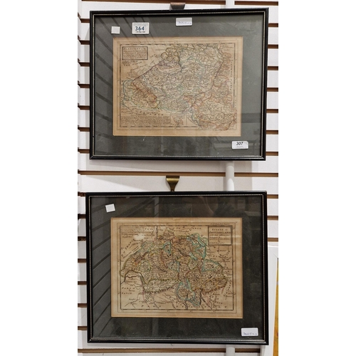 307 - After Herman Moll (1654-1732)
 Two hand coloured engraved maps
 Suisse or Switzerland with their All... 