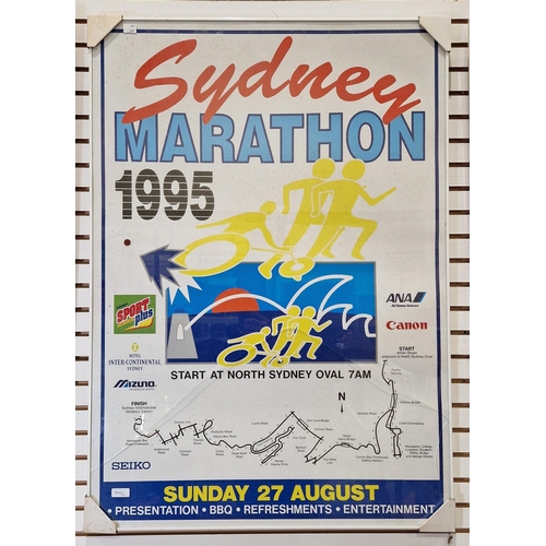 309 - Framed Sydney Marathon 1995 poster together with a Melbourne 1993 Marathon poster, the first103cm x ... 