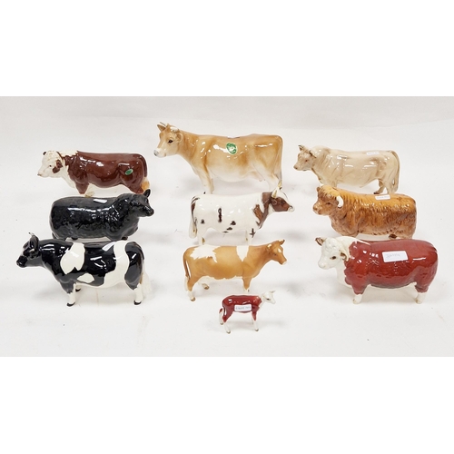 31 - Collection of Beswick and other pottery bulls and cattle to include Beswick CH Coddington 'Nilt Bar'... 