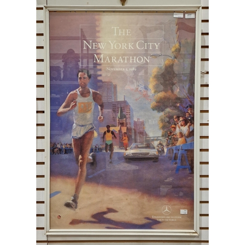 311 - Framed New York City Marathon 1989 poster and a Vienna Marathon 1992 poster, the first  86cm x 59cm ... 