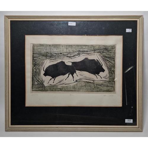 313 - 20th century school
 Etching on paper
 Bison, titled, Artist's Proof, indistinctly signed P. Stewart... 