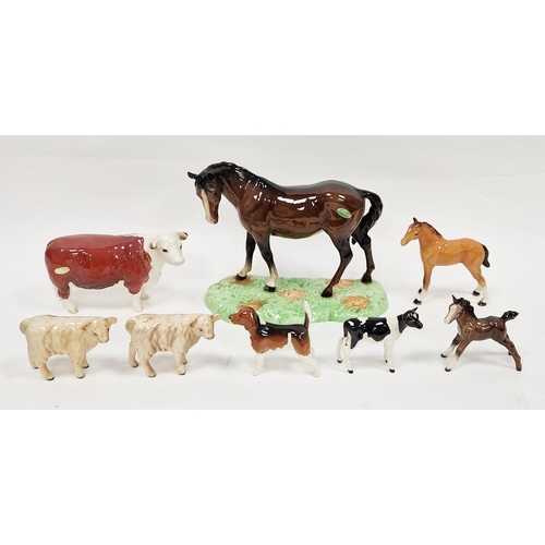 32 - Beswick model of a chestnut horse on green base, printed black marks with green and gold label, 23cm... 