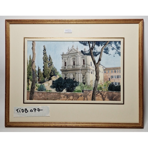 328 - John Doyle (b.1928)
 Watercolour
 'San Gregorio Magno Church, Rome', signed lower right, framed and ... 