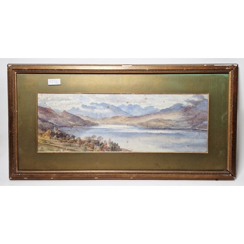 334 - LOT WITHDRAWN
C. R. (20th century)
 Watercolour
 Lakeside landscape, monogrammed CR lower left, fram... 