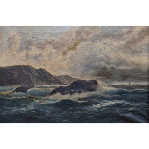 343 - Frank Walters (20th century)
 Two oil on canvas
 Rough Seas, one indistinctly signed F Walters lower... 