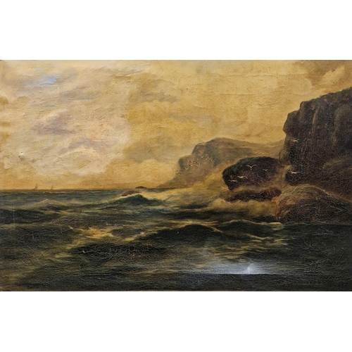 343 - Frank Walters (20th century)
 Two oil on canvas
 Rough Seas, one indistinctly signed F Walters lower... 