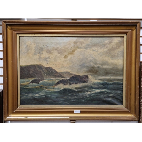 343 - Frank Walters (20th century)
 Two oil on canvas
 Rough Seas, one indistinctly signed F Walters lower... 