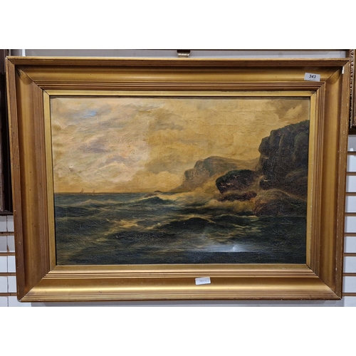 343 - Frank Walters (20th century)
 Two oil on canvas
 Rough Seas, one indistinctly signed F Walters lower... 