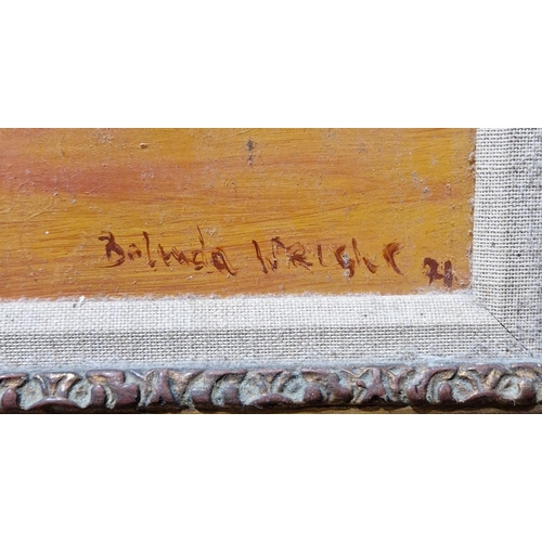 345 - Belinda Wright (20th century)
 Oil on board
 Female nude, signed and dated '75 lower right, inscribe... 