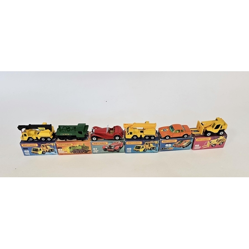 368 - Six boxed Matchbox Superfast 75 series diecast model cars to include No.45 BMW 30 CSL, No.47 Jaguar ... 