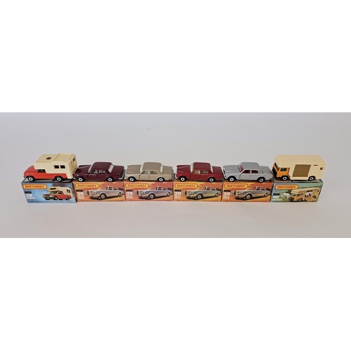 380 - Six boxed Matchbox Superfast 75 series diecast model cars to include No. 38 Camper, 4 X No. 39 Rolls... 