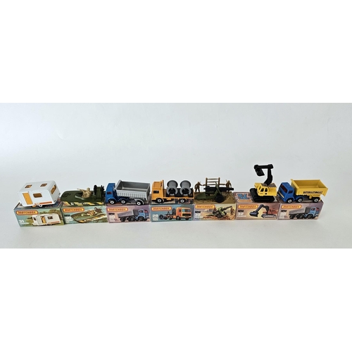 392 - Seven boxed Matchbox Superfast 75 series diecast model cars to include No. 26 Cable truck, No. 30 Ar... 