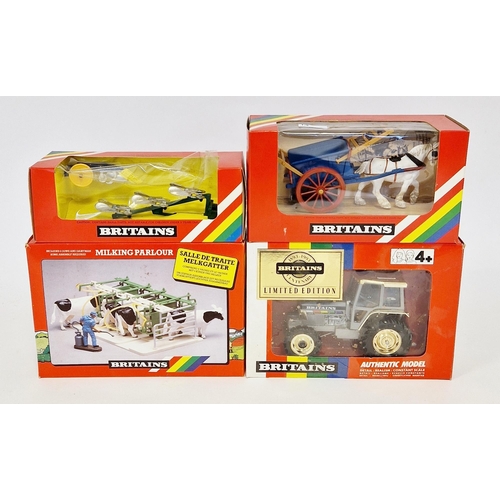 414 - Britains farming models to include 5892 Limited edition tractor, 9499 Tumbrel Cart, 4710 Milking Par... 