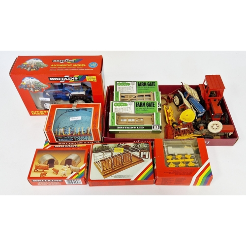 416 - Britains farming models to include 9527 Ford 5610 Tractor, 1717 Water Trough, 9536 cultivator, 1716 ... 