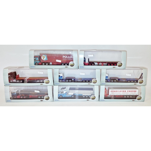 417 - Eight boxed Oxford Haulage diecast lorries, 1:76 scale, including a Scania T Topline tipper, a Scani... 