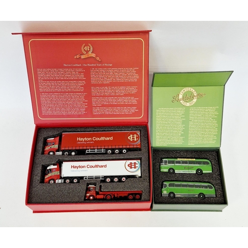 419 - Boxed Oxford Hayton Coulthard Centenary set of three diecast lorries and a boxed Oxford Royal Tiger ... 