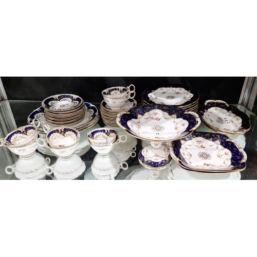 42 - Late 19th/early 20th century Coalport china dessert service with 11 plates, two oval serving dishes,... 