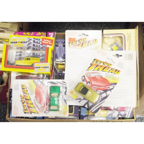 448 - Collection of boxed and carded diecast and plastic vehicles including Majorette Cadbury's collection... 