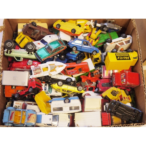 466 - Over one hundred and twenty loose, play-worn mainly diecast vehicles including Burago, Matchbox Lesn... 